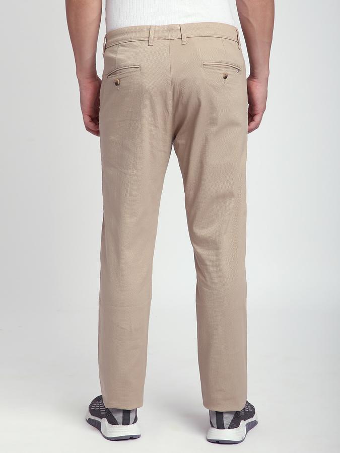 Men Cotton Slim Fit Flat Front Solid Trousers