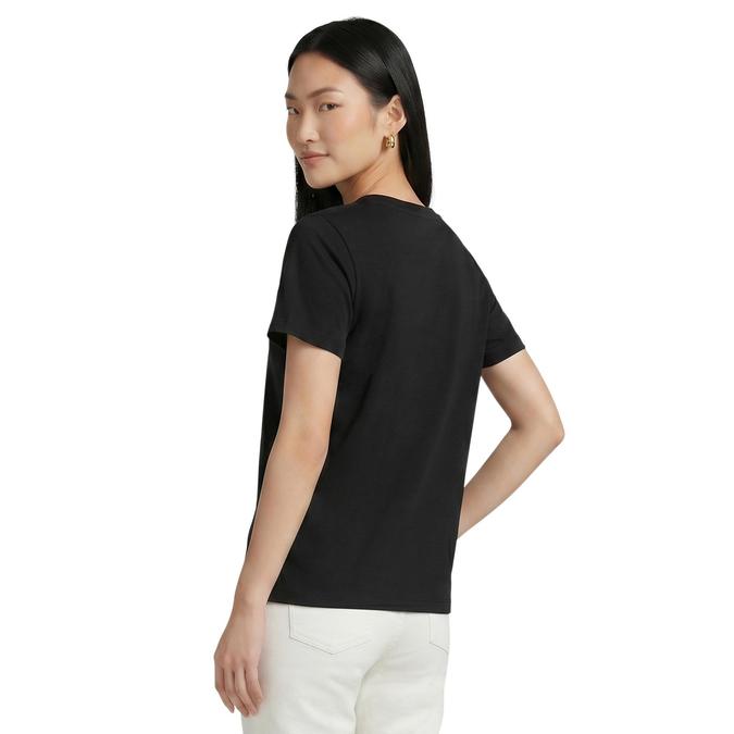 R&B Women Black Cotton Printed Round Neck T-Shirt