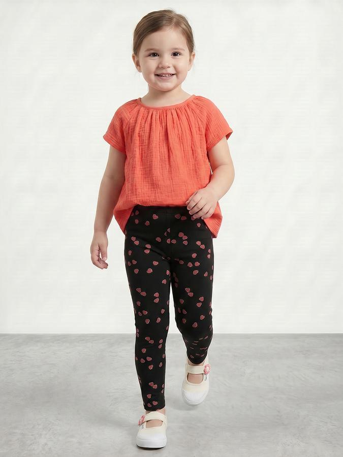 R&B Girl Black Printed Cotton Blend Leggings