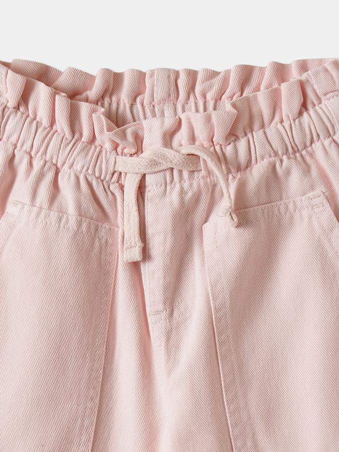 Girls Cotton Wide Leg Drawstring Waist Solid Pants