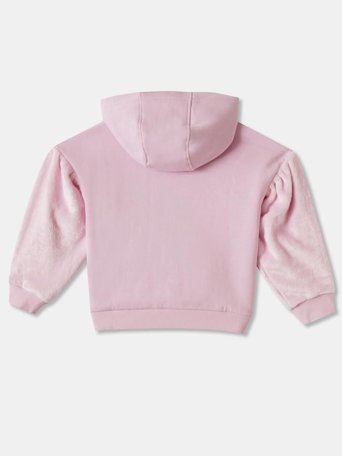 Girls Cotton Blend Regular Fit Hooded Pullover Graphic Hoodie