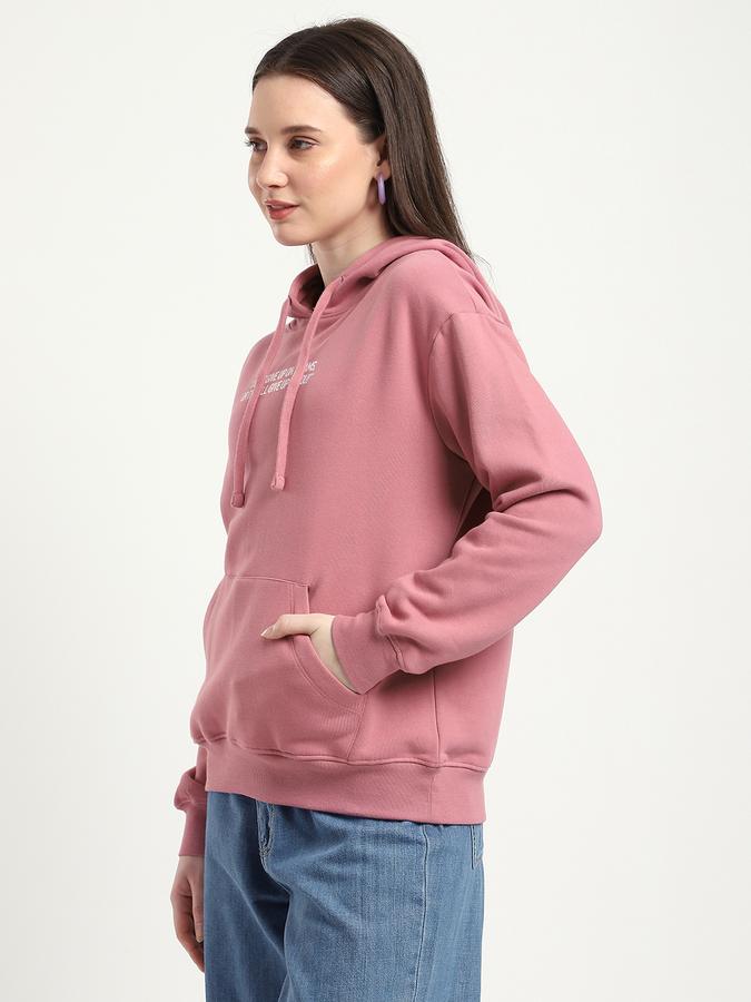 R&B Women Shell Pink Typography Print Hoodie