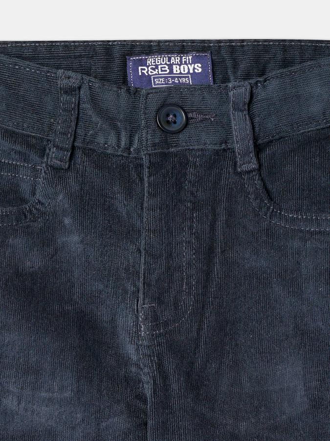 Girls Cotton Slim Fit Button Waist Solid Trousers