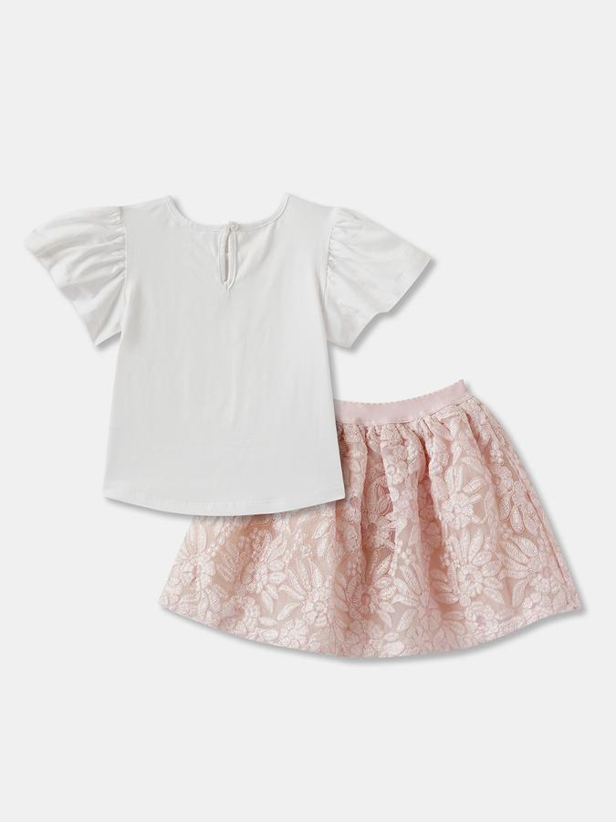 Girls Floral Print Ruffled Sleeve Top and Skirt Set