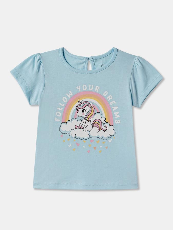 Baby Girls Graphic Print Pure Cotton Regular T Shirt