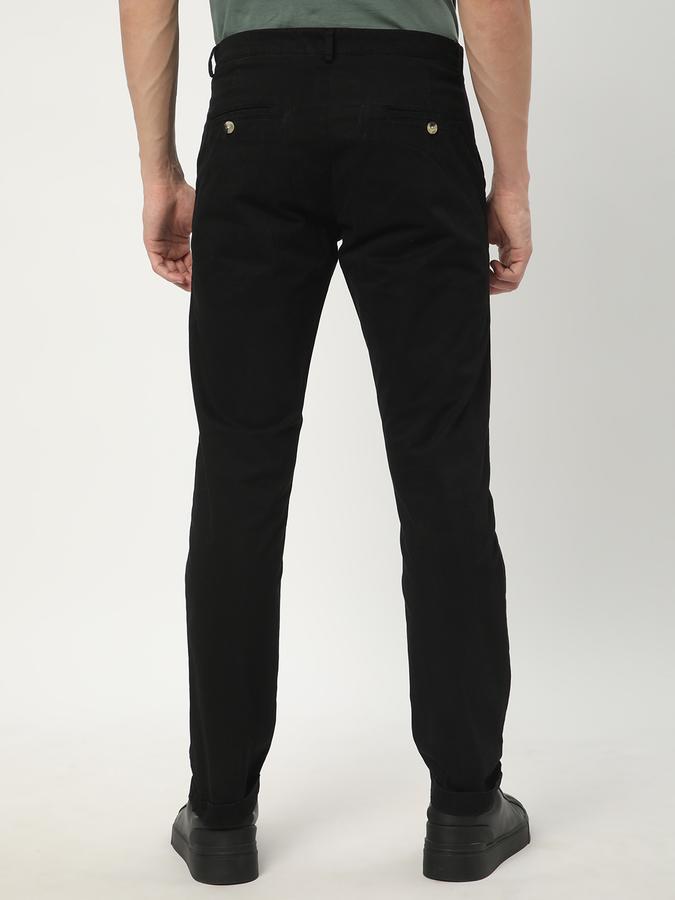 Men Cotton Slim Fit Flat Front Solid Trousers