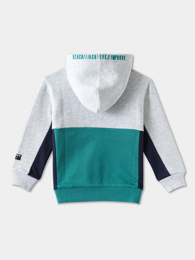 Boys Cotton Blend Relaxed Fit Hooded Colorblock Hoodie