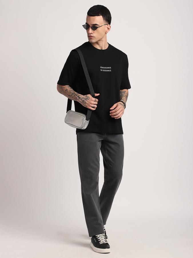 Men Cotton Relaxed Fit Crew Neck Typographic T-shirt