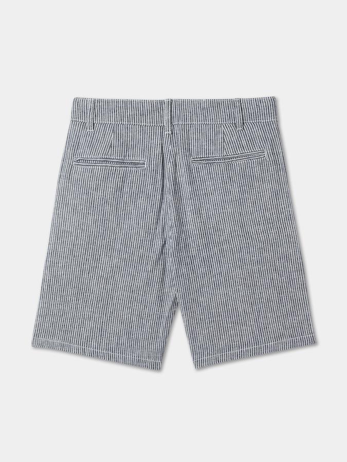 Boys Linen Blend Relaxed Fit Mid Waist Clean Hem Shorts