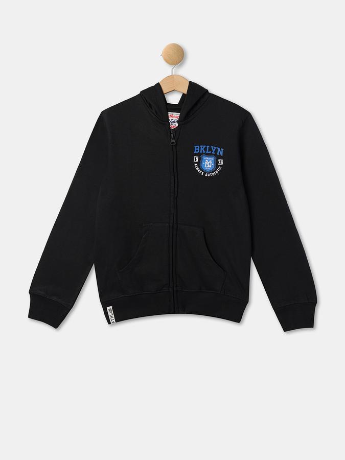 Boys Cotton Hooded Zip Up Graphic Print Jacket