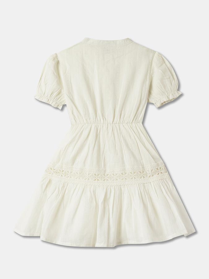 Printed A-Line Dress with Drawstrings image number 1