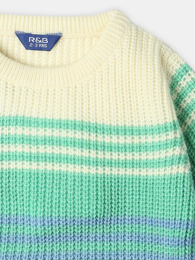 Boys Cotton Regular Fit Crew Neck Colour Block Sweatshirt