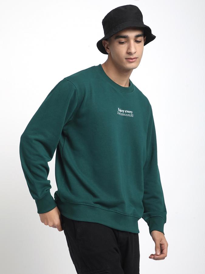 Men Cotton Blend Regular Fit Crew Neck Graphic Sweatshirt
