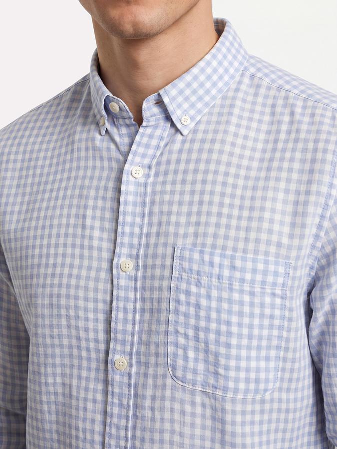 R&B Men's Pure Cotton Blue Full Sleeves Collar Neck Checked Shirt