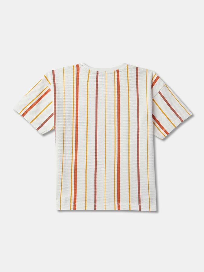 Boys Striped Relaxed Fit Crew-Neck T-Shirt image number 1