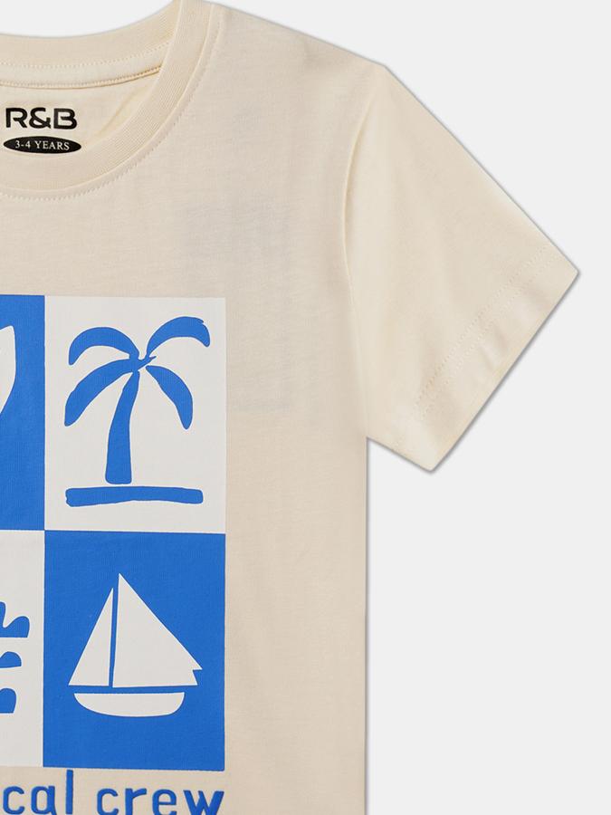Boys Graphic Print Relaxed Fit Round-Neck T-Shirt image number 2