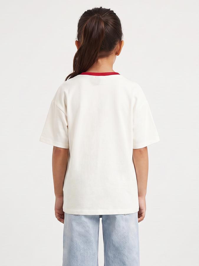 R&B Girls Beige Regular Fit Cinnamorall Printed Short Sleeve T-shirt