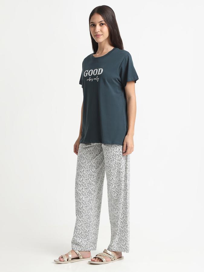 Women Cotton Relaxed Fit Elastic Waist Printed Pajama Pants