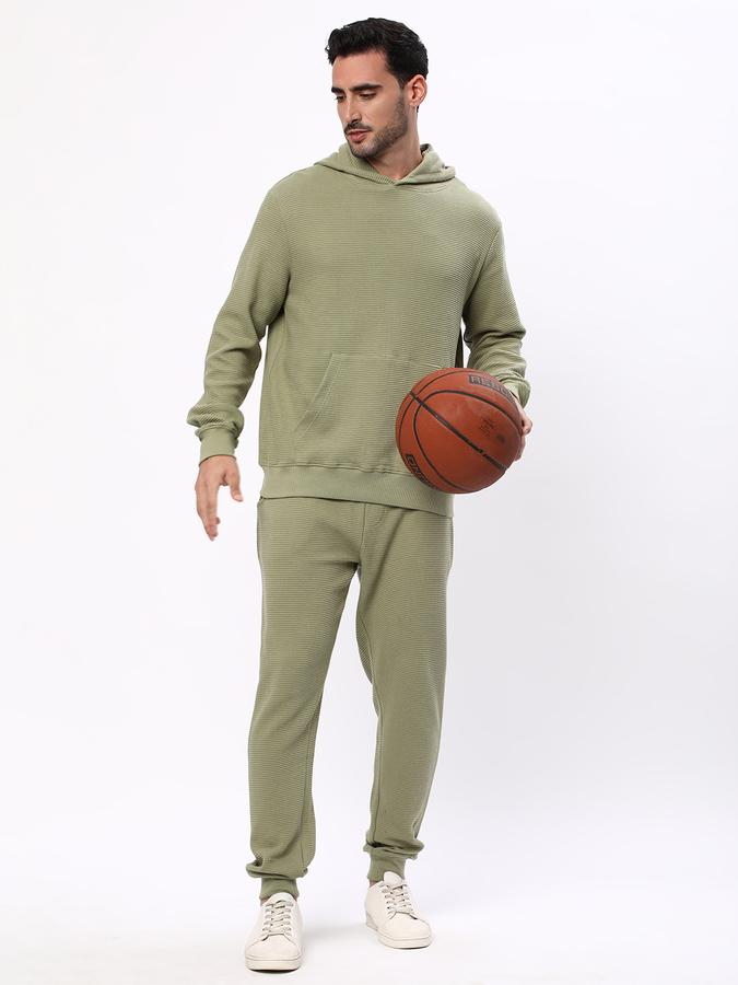 Men Cotton Regular Fit Hooded Solid Sweatshirt