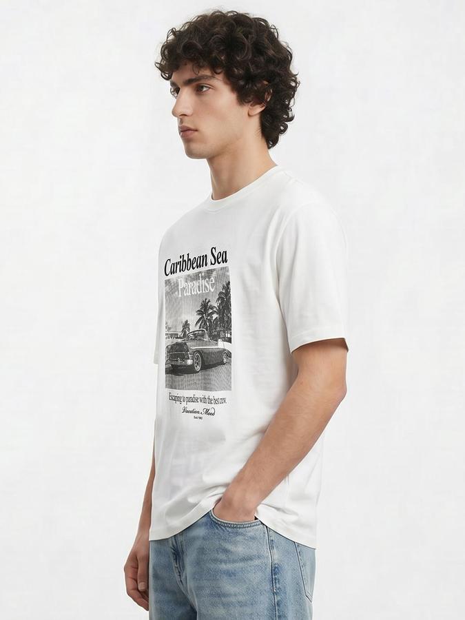 R&B Off White Men Printed Short Sleeves Tshirt