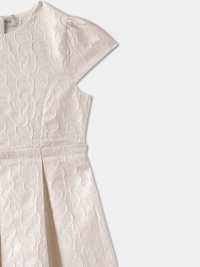 Girls Textured Short Sleeves Round Neck Fit & Flare Dress