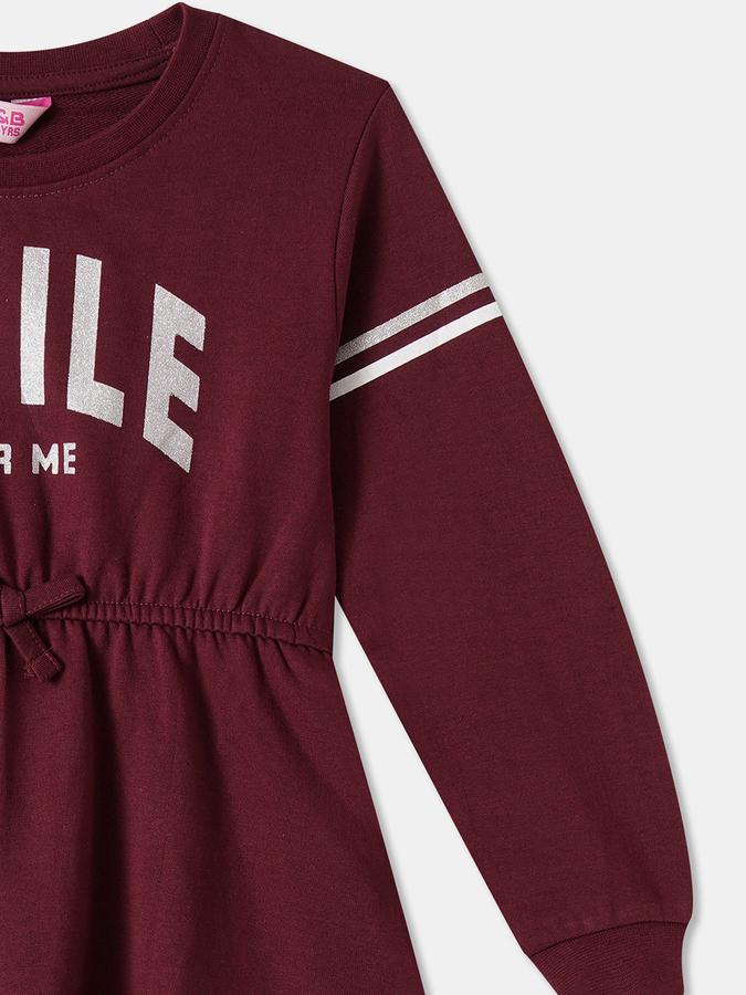 Girls Cotton A-Line Round Neck Printed Dress