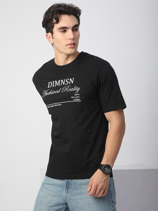 Men Cotton Relaxed Fit Crew Neck Typographic Print T-shirt