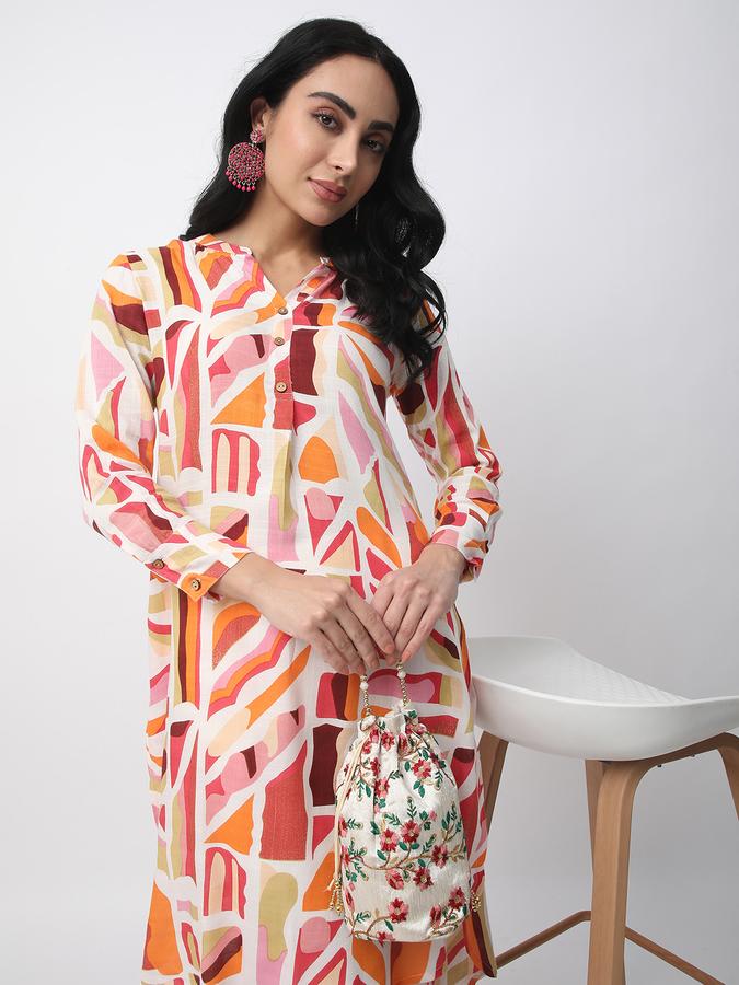 Women Rayon Regular Fit Mandarin Collar Printed Kurta
