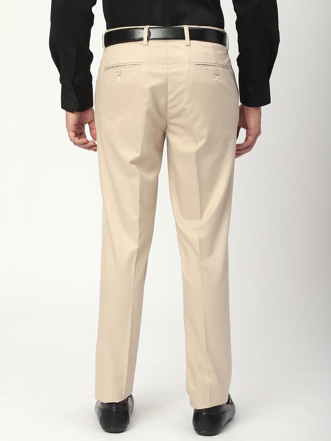 Men Polyester Slim Fit Flat Front Solid Trousers