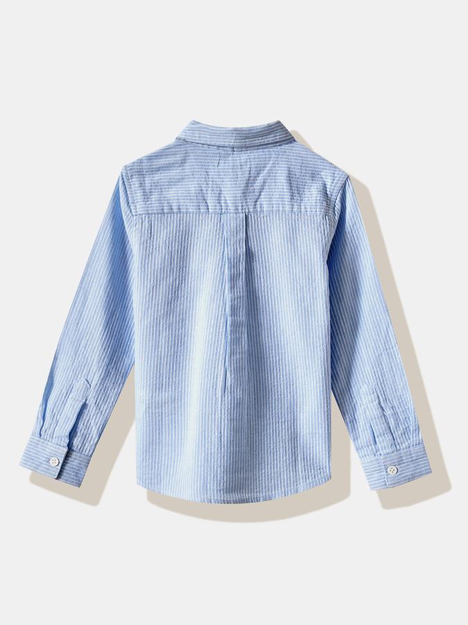 Boys Cotton Regular Fit Long Sleeve Striped Shirt