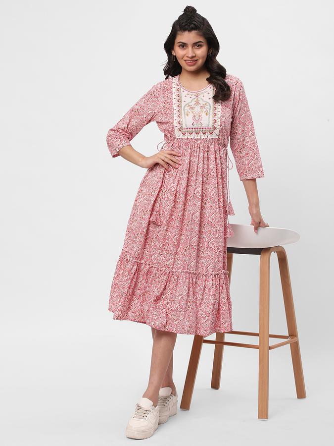 Women Floral Print Flared Kurta image number 1
