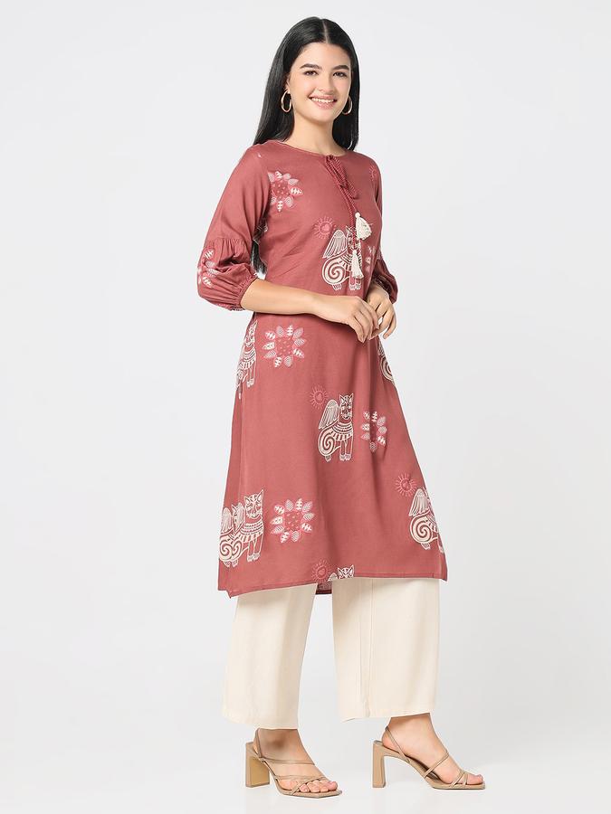 Women Printed Straight Kurta image number 3