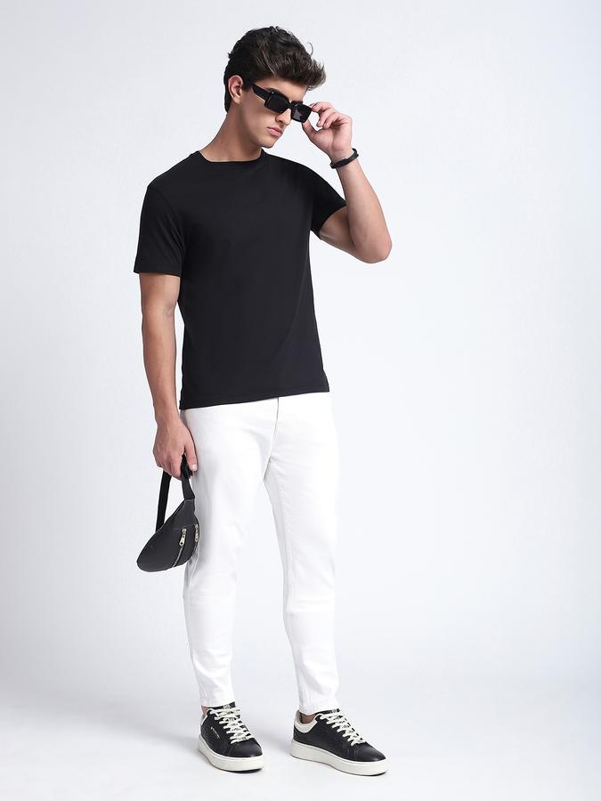 Men Cotton Blend Carrot Fit Five Pocket Washed Pants