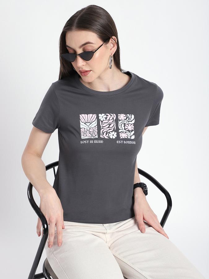 Women Cotton Regular Fit Crew Neck Graphic T-shirt
