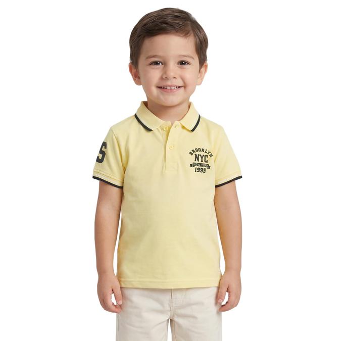R&B Boy Yellow Cotton Printed Polo Collar T-Shirt
