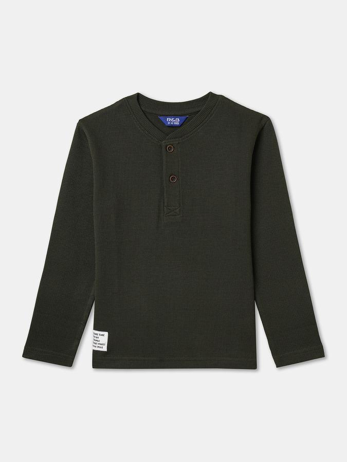 Boys Regular Fit Full Sleeve Henley Neck T-Shirt