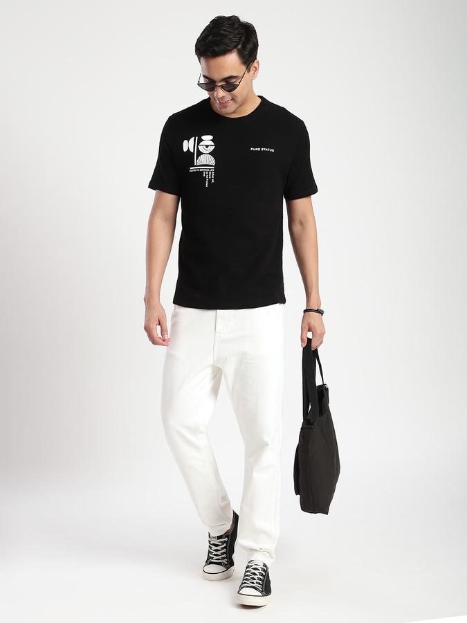 Men Cotton Blend Regular Fit Crew Neck Graphic T-shirt