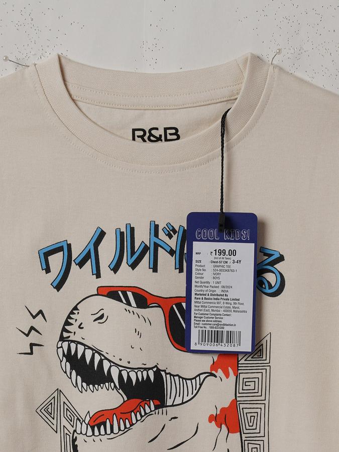 Boys Graphic Print Pure Cotton Regular T Shirt