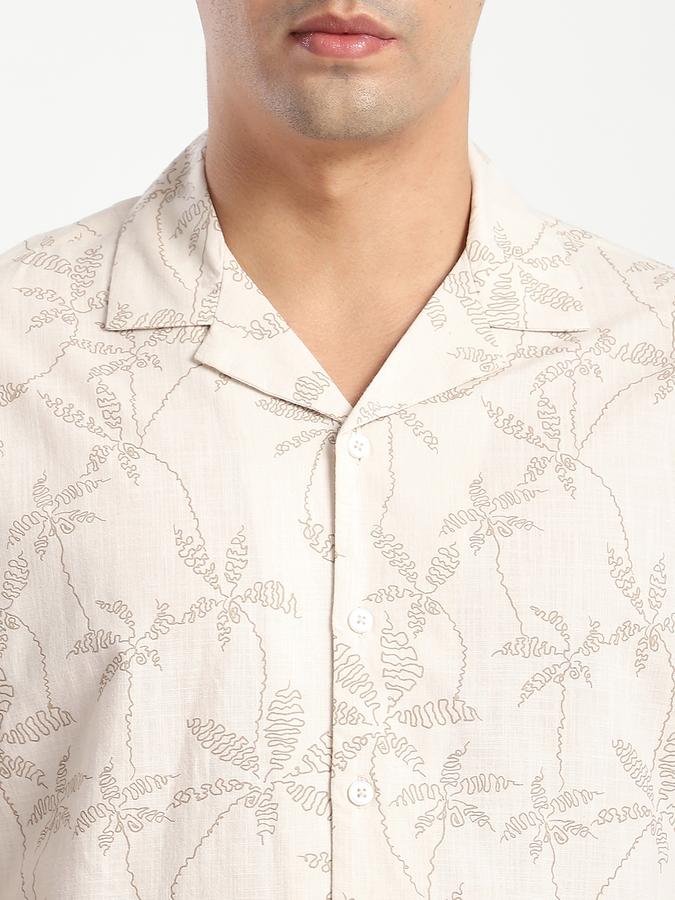 R&B Men's Beige Printed Shirt