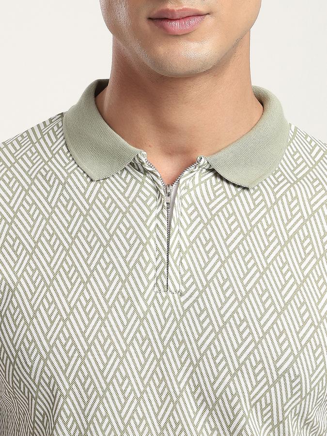 Men Cotton Regular Fit Polo Neck Floral T-shirt