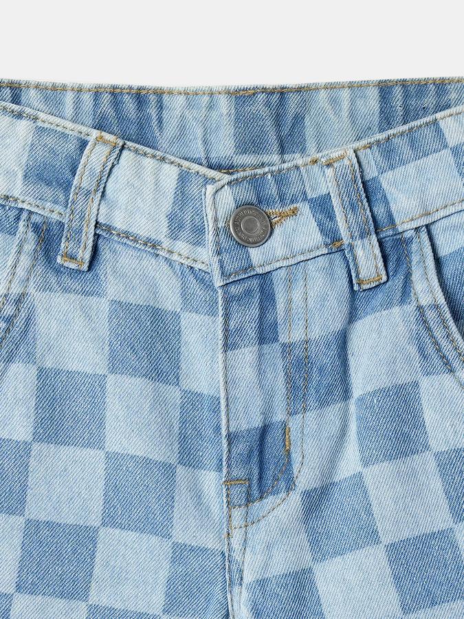 Boys Cotton Plaid Mid Rise Clean Hem Shorts