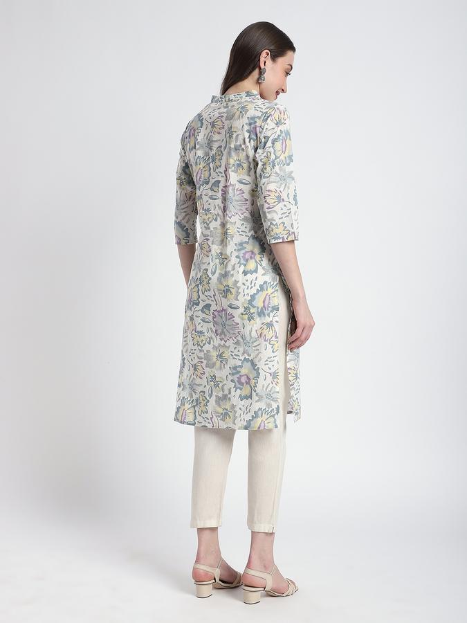 Women Viscose Regular Fit V Neck Printed Kurta