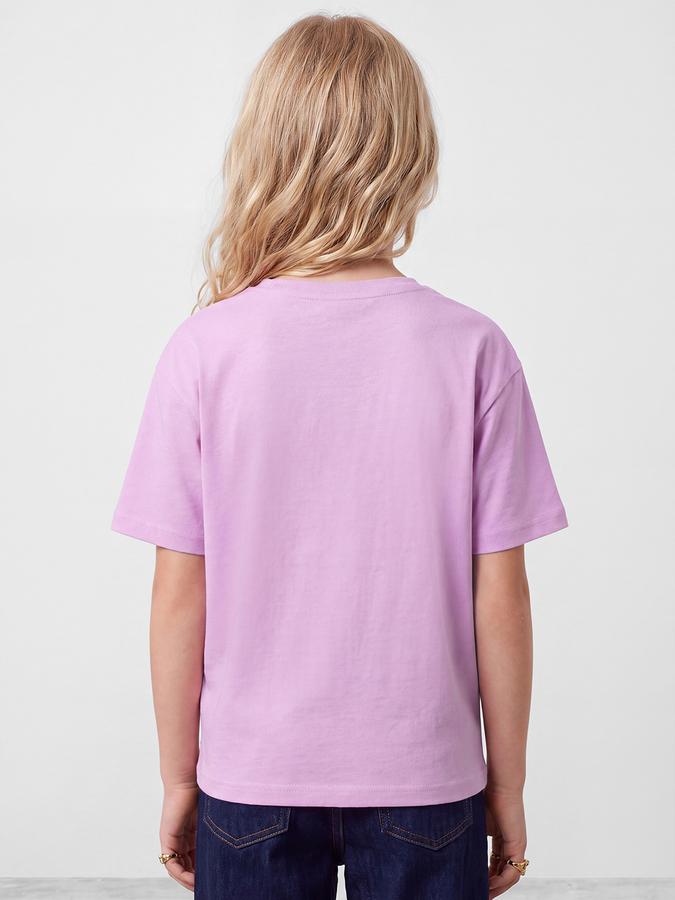 R&B Girls Purple Graphic Printed  Short Sleeves Pure Cotton T-shirt
