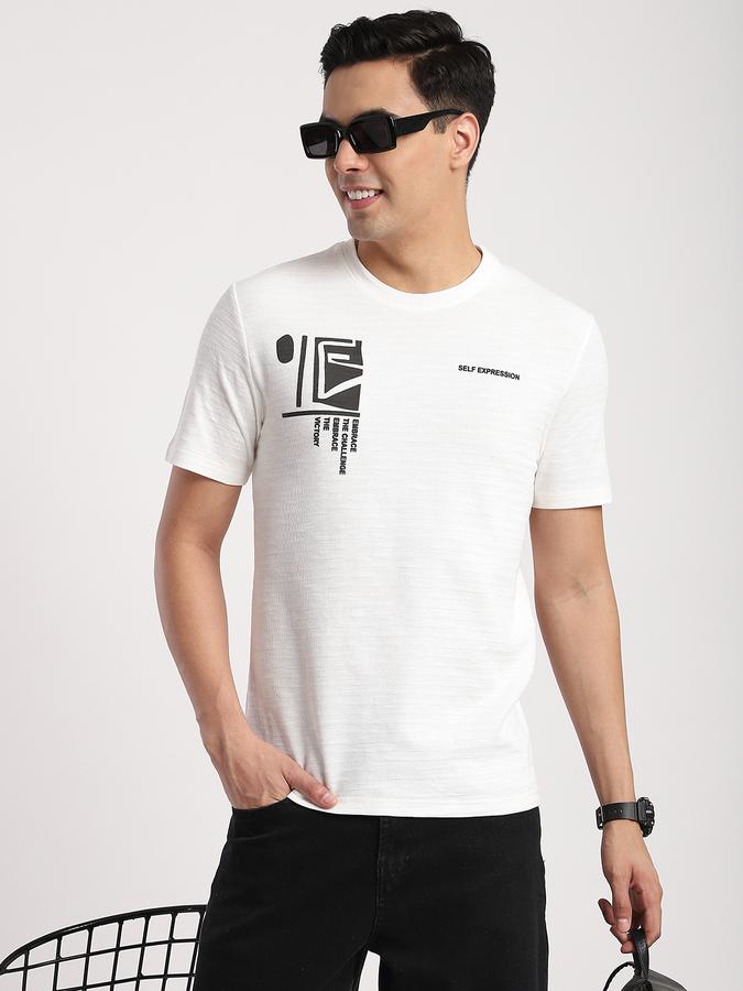 Men Cotton Blend Regular Fit Crew Neck Graphic T-shirt