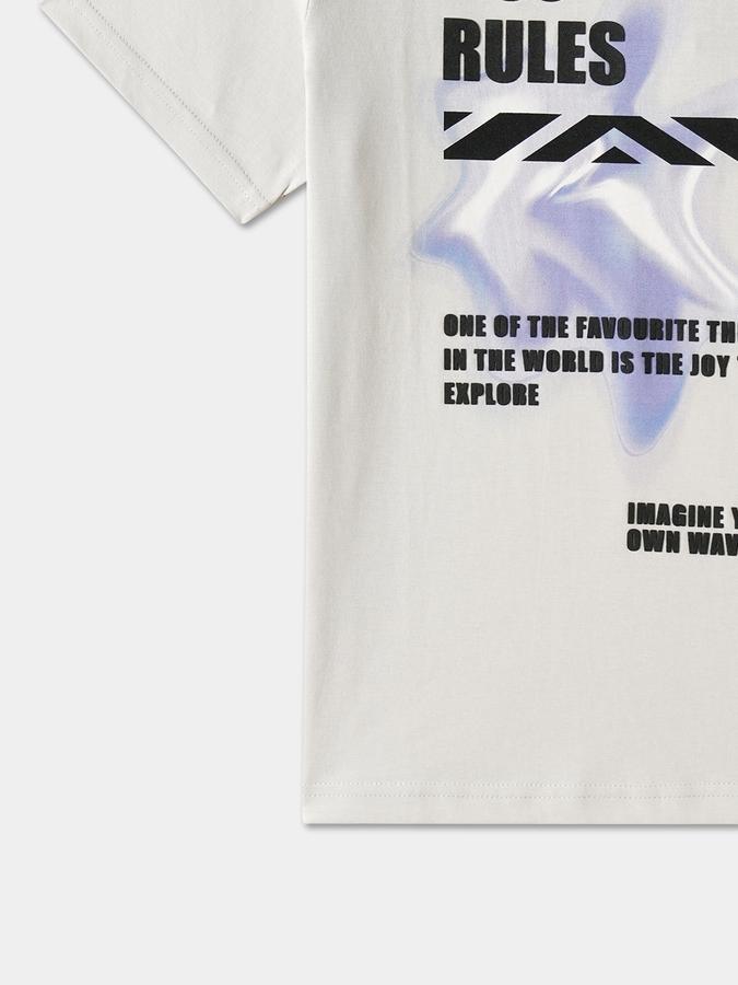 R&B Boys' Grey Printed T-Shirt