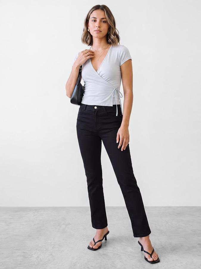 R&B Women Black Straight Fit High-Rise Denim Jeans