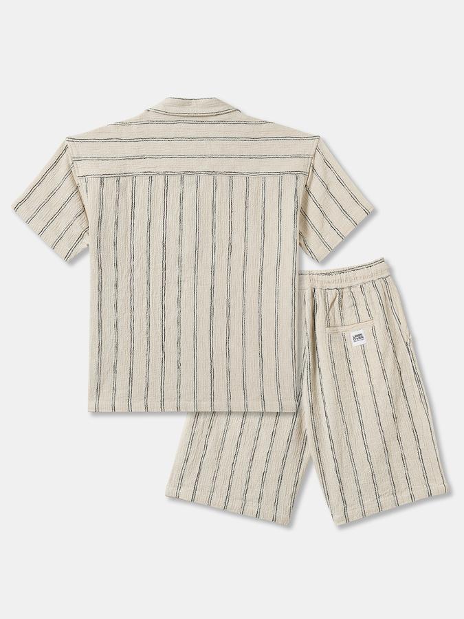 Boys Striped Short Sleeve Shirt with Shorts Fashion Set