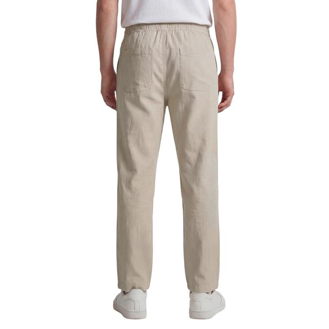 R&B Beige Solid Men Regular Fit Trousers