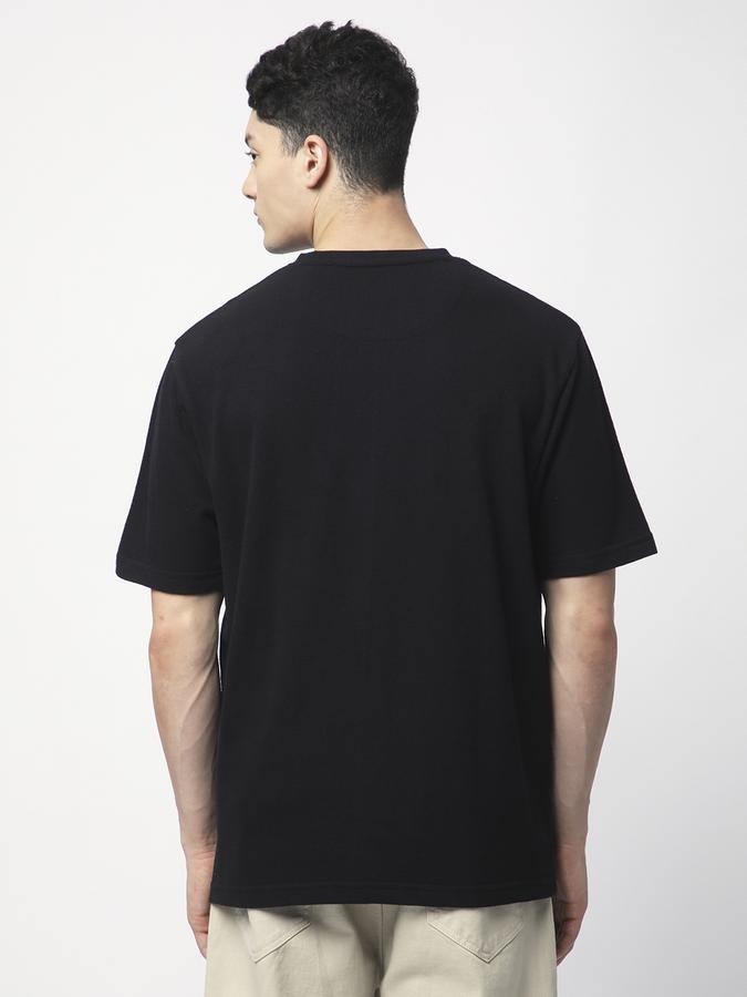 Men Cotton Blend Relaxed Fit Crew Neck Solid T-shirt