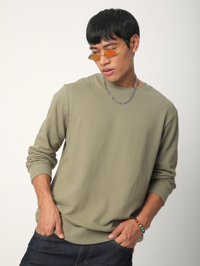 Men Cotton Regular Fit Crew Neck Solid Sweatshirt